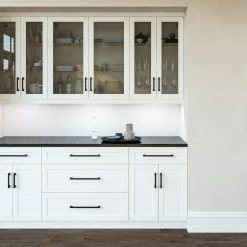 NewAge Products Home Bar 5 Piece Cabinet Set With Granite Countertop And Glass Doors - 24 Inch