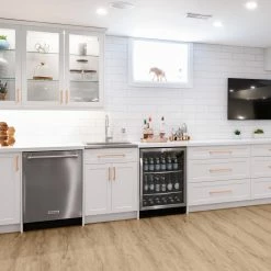 NewAge Products Home Bar 5 Piece Cabinet Set With Granite Countertop And Glass Doors - 24 Inch