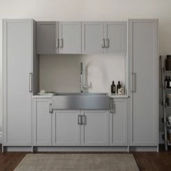 NewAge Products Home Laundry Room 11 Piece Cabinet Set With 36 In. Sink And Faucet