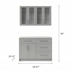 NewAge Products Home Bar 5 Piece Cabinet Set With Granite Countertop And Glass Doors - 24 Inch
