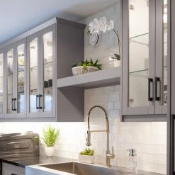 NewAge Products Home Bar 5 Piece Cabinet Set With Granite Countertop And Glass Doors - 24 Inch