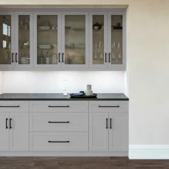 NewAge Products Home Bar 5 Piece Cabinet Set With Granite Countertop And Glass Doors - 24 Inch