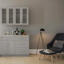 NewAge Products Home Bar 5 Piece Cabinet Set With Granite Countertop And Glass Doors - 24 Inch