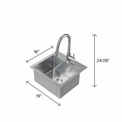NewAge Products Shop Kitchen Sets 19 In. Overmount Single Bowl Stainless Steel Sink With Classic Pull Down Faucet 25 NewAge Products Shop Kitchen Sets 19 In. Overmount Single Bowl Stainless Steel Sink With Classic Pull Down Faucet