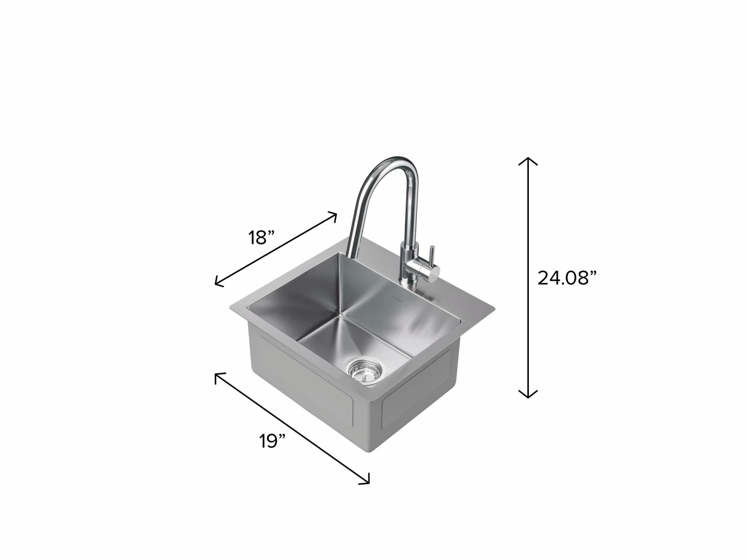 NewAge Products Shop Kitchen Sets 19 In. Overmount Single Bowl Stainless Steel Sink With Classic Pull Down Faucet 10 NewAge Products Shop Kitchen Sets 19 In. Overmount Single Bowl Stainless Steel Sink With Classic Pull Down Faucet
