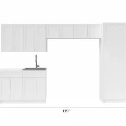 NewAge Products Laundry Room Cabinets Home Laundry Room 9 Piece Cabinet Set With Single Drawer Cabinet, Sink And Faucet 24 NewAge Products Laundry Room Cabinets Home Laundry Room 9 Piece Cabinet Set With Single Drawer Cabinet, Sink And Faucet