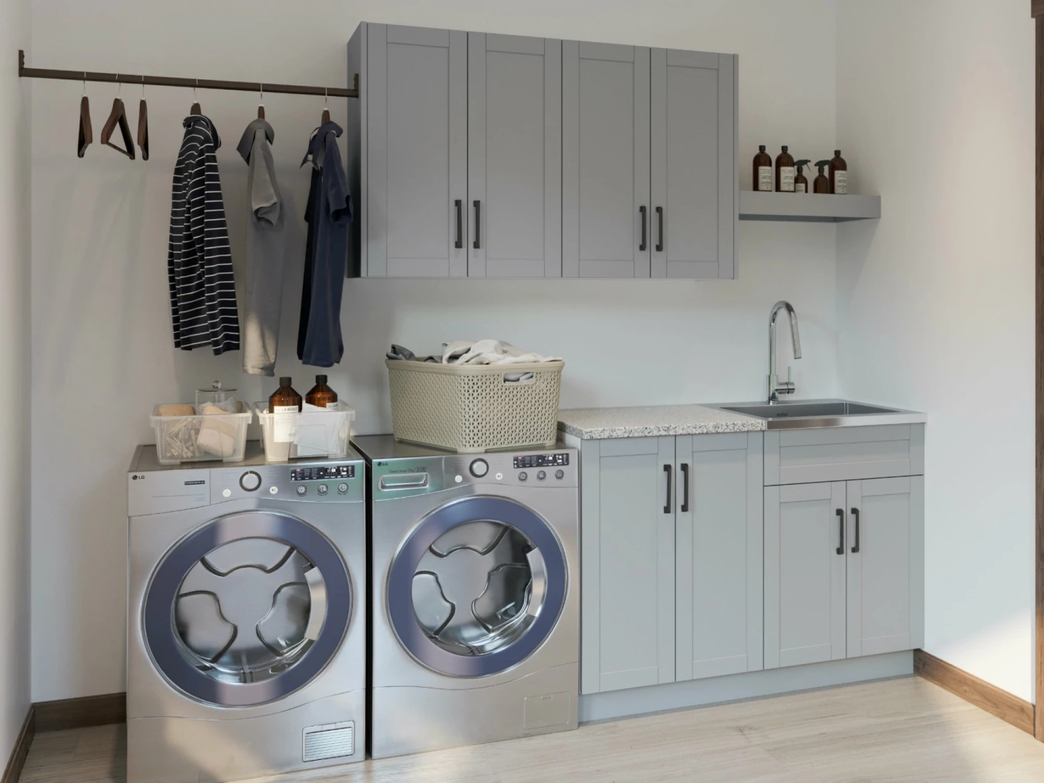 NewAge Products Laundry Room Cabinets Home Laundry Room 9 Piece Cabinet Set With Single Drawer Cabinet, Sink And Faucet 16 NewAge Products Laundry Room Cabinets Home Laundry Room 9 Piece Cabinet Set With Single Drawer Cabinet, Sink And Faucet