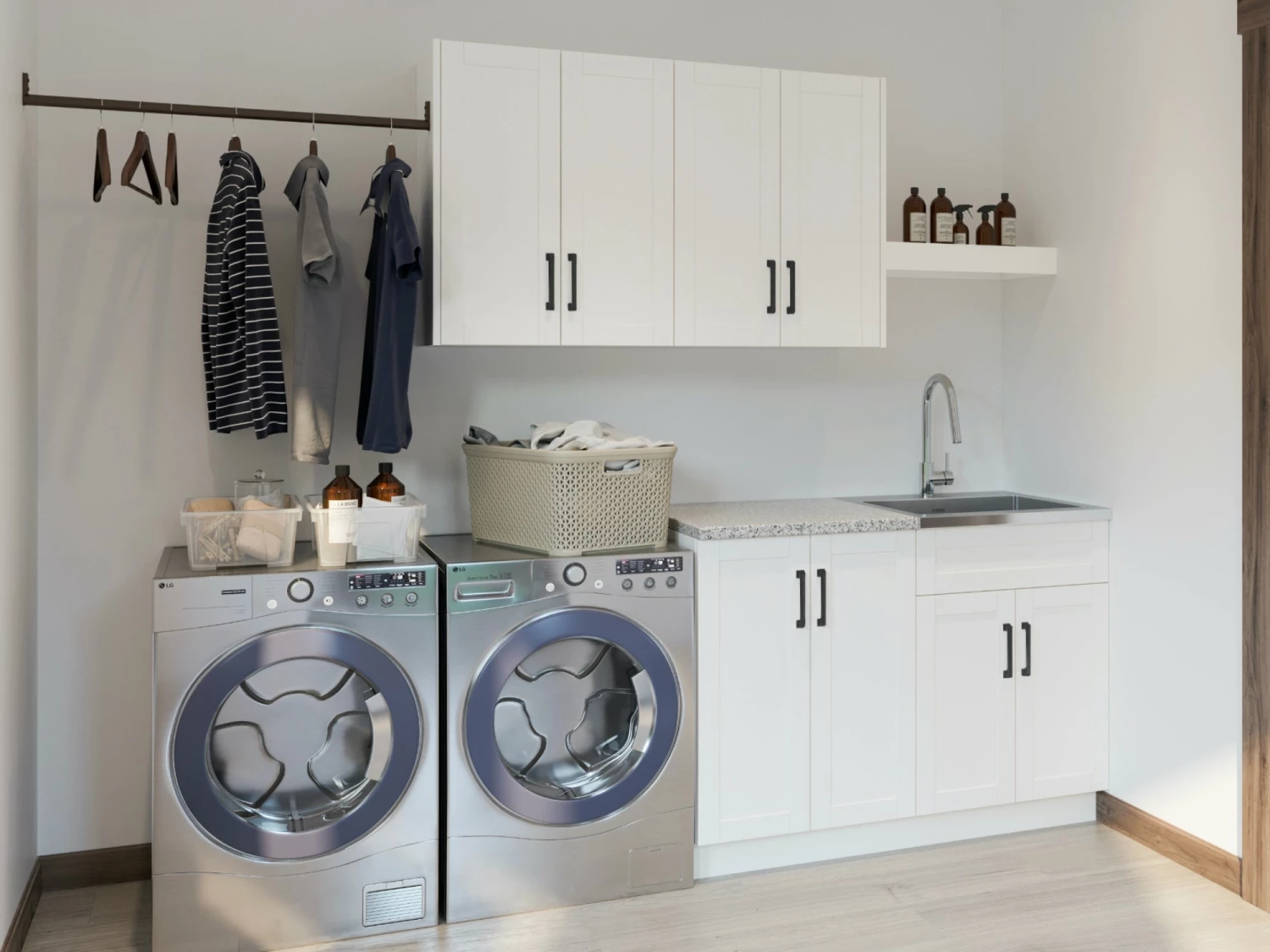 NewAge Products Laundry Room Cabinets Home Laundry Room 9 Piece Cabinet Set With Single Drawer Cabinet, Sink And Faucet 5 NewAge Products Laundry Room Cabinets Home Laundry Room 9 Piece Cabinet Set With Single Drawer Cabinet, Sink And Faucet