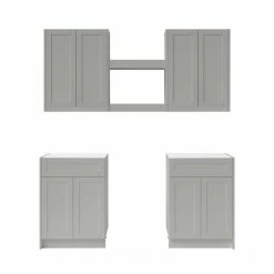 NewAge Products Home Bar 6 Piece Cabinet Set With Single Drawer Cabinets And Shelves - 24 Inch