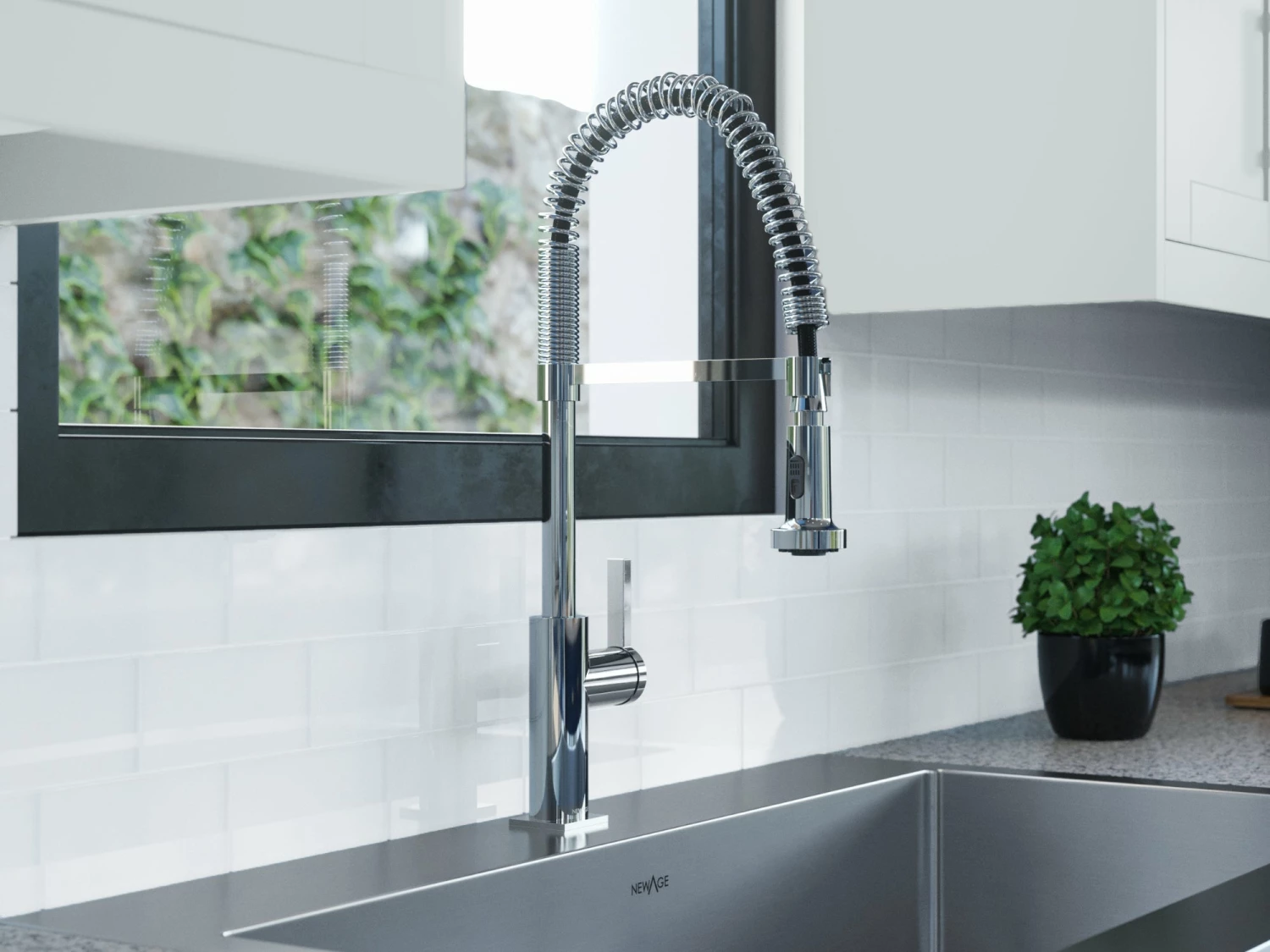 NewAge Products 24 In. Standard Sink With Coiled Pull Down Faucet Shop Kitchen Sets 12 NewAge Products 24 In. Standard Sink With Coiled Pull Down Faucet Shop Kitchen Sets