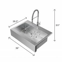 NewAge Products 36 In. Farmhouse Sink With Coiled Pull Down Faucet 25 NewAge Products 36 In. Farmhouse Sink With Coiled Pull Down Faucet