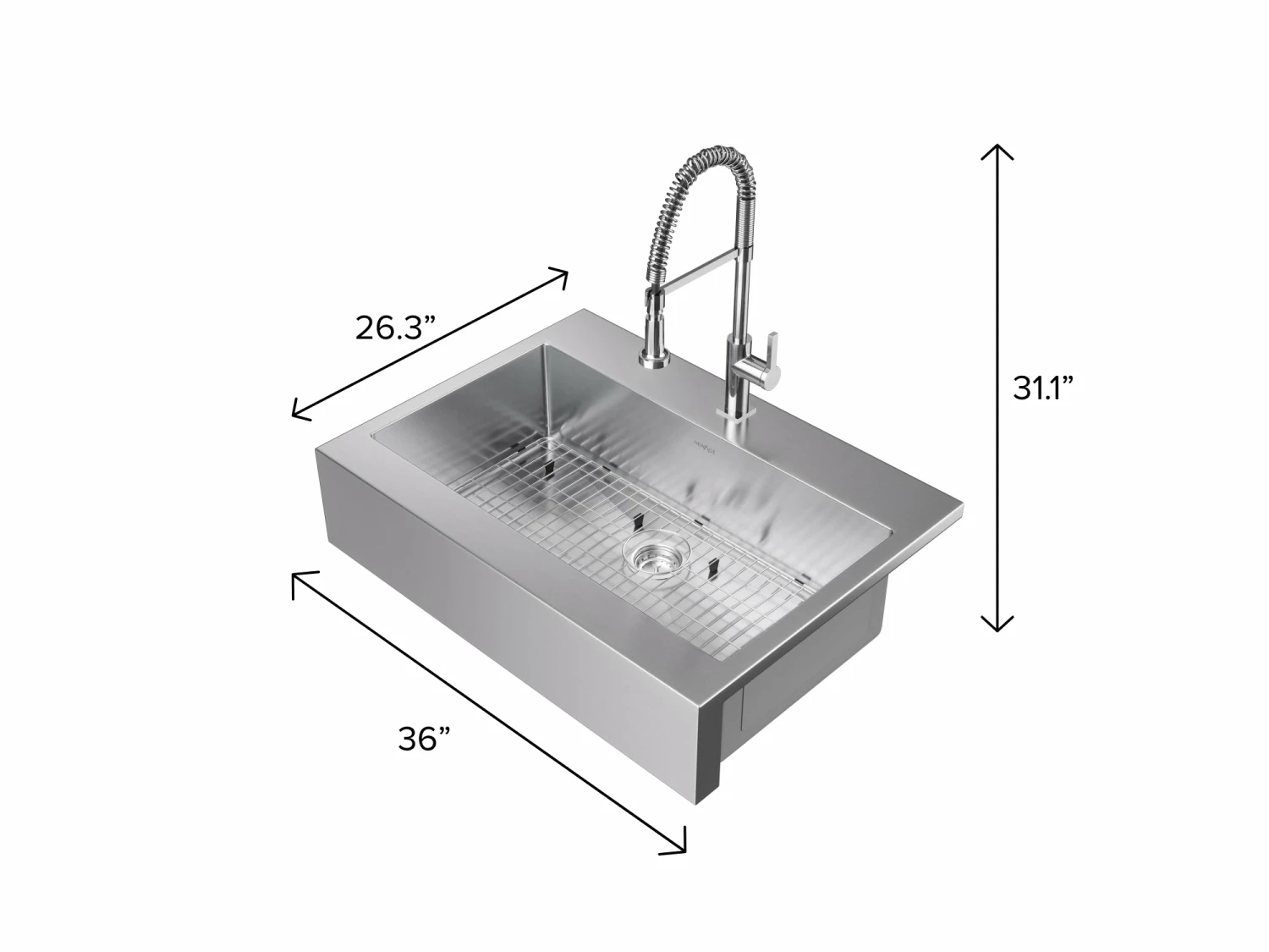 NewAge Products 36 In. Farmhouse Sink With Coiled Pull Down Faucet 10 NewAge Products 36 In. Farmhouse Sink With Coiled Pull Down Faucet
