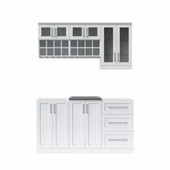 NewAge Products Home Wet Bar 7 Piece Cabinet Set - 21 Inch Home Bar Cabinets