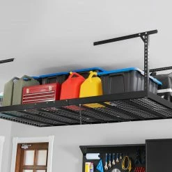 NewAge Products VersaRac Pro 4 Ft. X 8 Ft. Height-Adjustable Overhead Rack In Black Garage Storage