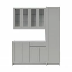 NewAge Products Home Bar 5 Piece Cabinet Set With Glass Door, Drawer And Pantry Cabinet - 24 Inch 49 NewAge Products Home Bar 5 Piece Cabinet Set With Glass Door, Drawer And Pantry Cabinet - 24 Inch