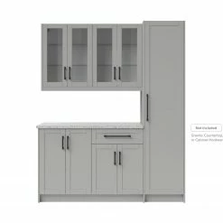 NewAge Products Home Bar 5 Piece Cabinet Set With Glass Door, Drawer And Pantry Cabinet - 24 Inch 48 NewAge Products Home Bar 5 Piece Cabinet Set With Glass Door, Drawer And Pantry Cabinet - 24 Inch