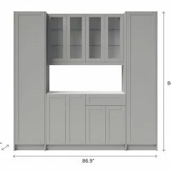 NewAge Products Home Bar 6 Piece Cabinet Set With Glass Door, Drawer And Pantry Cabinets - 24 Inch Home Bar Cabinets