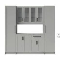 NewAge Products Home Bar 6 Piece Cabinet Set With Glass Door, Drawer And Pantry Cabinets - 24 Inch Home Bar Cabinets