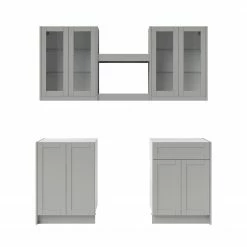 NewAge Products Home Bar 6 Piece Cabinet Set With Glass Door And Shelves - 24 Inch Home Bar Cabinets