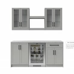 NewAge Products Home Bar 6 Piece Cabinet Set With Glass Door And Shelves - 24 Inch Home Bar Cabinets