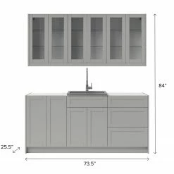 NewAge Products Home Wet Bar 8 Piece Cabinet Set With 24 In. Sink And Faucet - 24 Inch Home Bar Cabinets