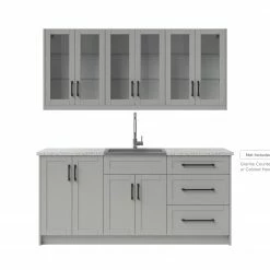 NewAge Products Home Wet Bar 8 Piece Cabinet Set With 24 In. Sink And Faucet - 24 Inch Home Bar Cabinets