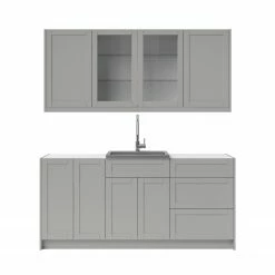 NewAge Products Home Wet Bar 8 Piece Cabinet Set With Glass Door, 24 In. Sink And Faucet - 24 Inch Home Bar Cabinets 52 NewAge Products Home Wet Bar 8 Piece Cabinet Set With Glass Door, 24 In. Sink And Faucet - 24 Inch Home Bar Cabinets