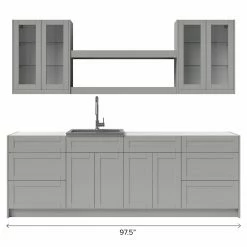 NewAge Products Home Bar Cabinets Home Wet Bar 10 Piece Cabinet Set With Centered Shelves, 36 In. Sink And Faucet - 24 Inch 56 NewAge Products Home Bar Cabinets Home Wet Bar 10 Piece Cabinet Set With Centered Shelves, 36 In. Sink And Faucet - 24 Inch