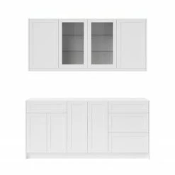 NewAge Products Home Bar 6 Piece Cabinet Set With Glass Door And Drawer Cabinet - 24 Inch Home Bar Cabinets