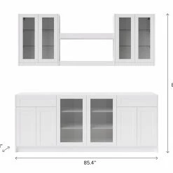 NewAge Products Home Bar 7 Piece Cabinet Set With Glass Door And Centered Shelves - 24 Inch Home Bar Cabinets