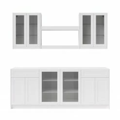 NewAge Products Home Bar 7 Piece Cabinet Set With Glass Door And Centered Shelves - 24 Inch Home Bar Cabinets