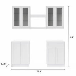 NewAge Products Home Bar 6 Piece Cabinet Set With Glass Door And Shelves - 24 Inch Home Bar Cabinets