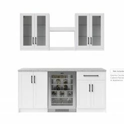 NewAge Products Home Bar 6 Piece Cabinet Set With Glass Door And Shelves - 24 Inch Home Bar Cabinets
