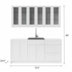 NewAge Products Home Wet Bar 8 Piece Cabinet Set With 24 In. Sink And Faucet - 24 Inch Home Bar Cabinets