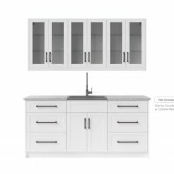 NewAge Products Home Bar Cabinets Home Wet Bar 8 Piece Cabinet Set With Drawer, 24 In. Sink And Faucet - 24 Inch