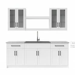 NewAge Products Home Bar Cabinets Home Wet Bar 9 Piece Cabinet Set With Shelves, 36 In. Sink And Faucet - 24 Inch