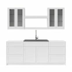 NewAge Products Home Bar Cabinets Home Wet Bar 9 Piece Cabinet Set With Drawers, Shelves, 36 In. Sink And Faucet - 24 Inch