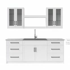NewAge Products Home Bar Cabinets Home Wet Bar 9 Piece Cabinet Set With Drawers, Shelves, 36 In. Sink And Faucet - 24 Inch