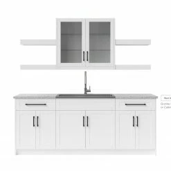 NewAge Products Home Wet Bar 10 Piece Cabinet Set With Shelves, 36 In. Sink And Faucet - 24 Inch Home Bar Cabinets