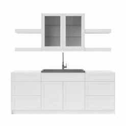 NewAge Products Home Wet Bar 10 Piece Cabinet Set With Drawers, Shelves, 36 In. Sink And Faucet - 24 Inch Home Bar Cabinets
