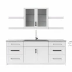 NewAge Products Home Wet Bar 10 Piece Cabinet Set With Drawers, Shelves, 36 In. Sink And Faucet - 24 Inch Home Bar Cabinets