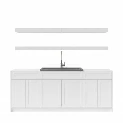 NewAge Products Home Wet Bar 9 Piece Cabinet Set With Top Shelves, 36 In. Sink And Faucet - 24 Inch Home Bar Cabinets