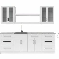 NewAge Products Home Bar Cabinets Home Wet Bar 10 Piece Cabinet Set With Centered Shelves, 36 In. Sink And Faucet - 24 Inch