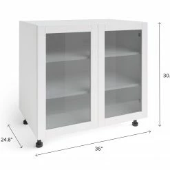 NewAge Products Pantry Cabinets Home 36 In. Two Door Base Cabinet With Glass Doors