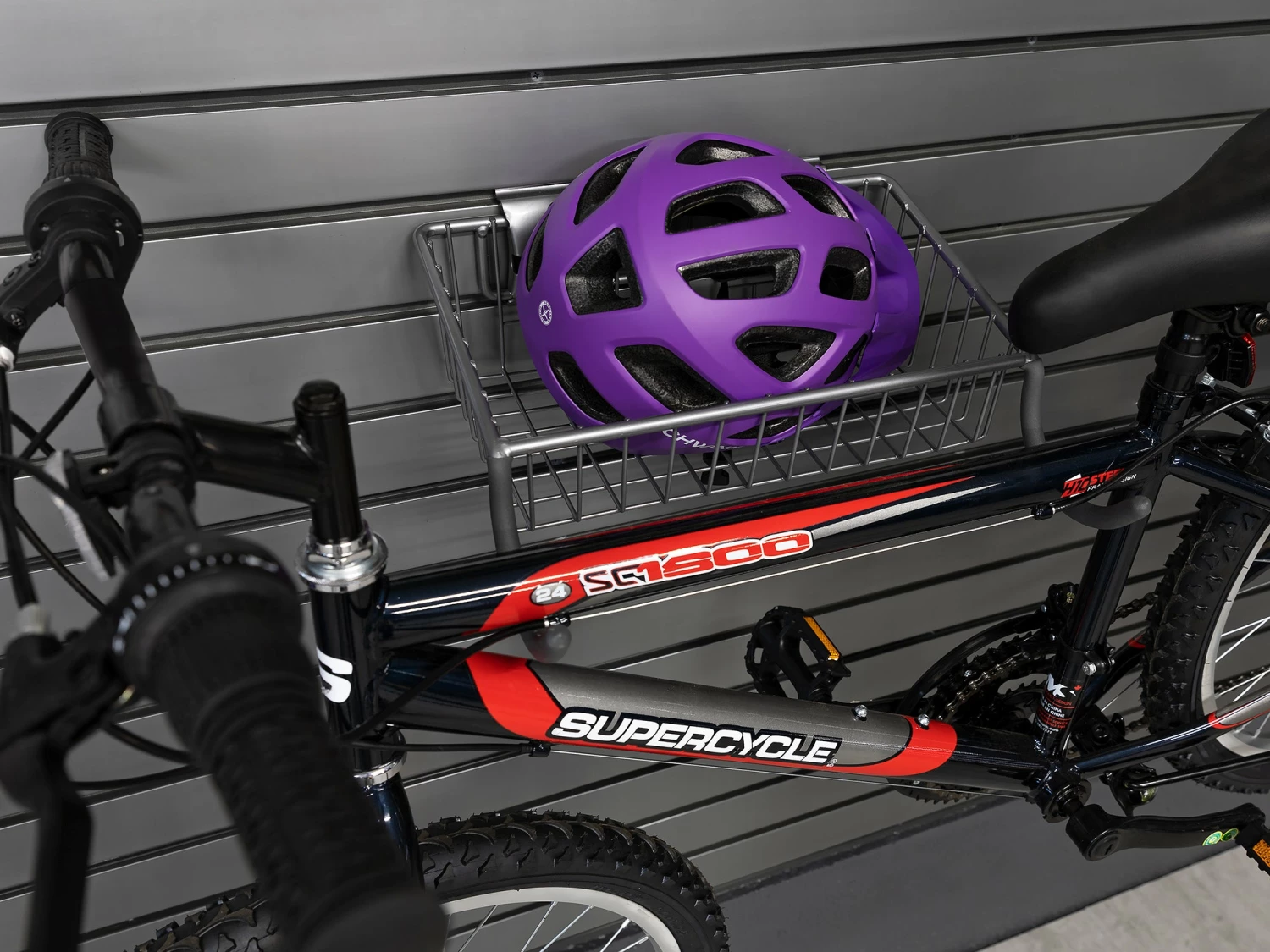 NewAge Products Shallow Basket With Bike Hook (Pack Of 1) Garage Storage 3 NewAge Products Shallow Basket With Bike Hook (Pack Of 1) Garage Storage