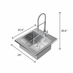NewAge Products 24 In. Standard Sink With Flex Pull Down Faucet