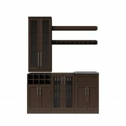 NewAge Products Home Wet Bar 7 Piece Cabinet Set - 21 Inch Home Bar Cabinets