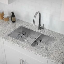 NewAge Products Shop Kitchen Sets 30.35 In. Undermount Double Bowl Stainless Steel Sink With Classic Pull Down Faucet 26 NewAge Products Shop Kitchen Sets 30.35 In. Undermount Double Bowl Stainless Steel Sink With Classic Pull Down Faucet