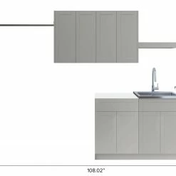NewAge Products Home Laundry Room 7 Piece Cabinet Set With Single Drawer Cabinet, Sink, Faucet And Shelf Laundry Room Cabinets