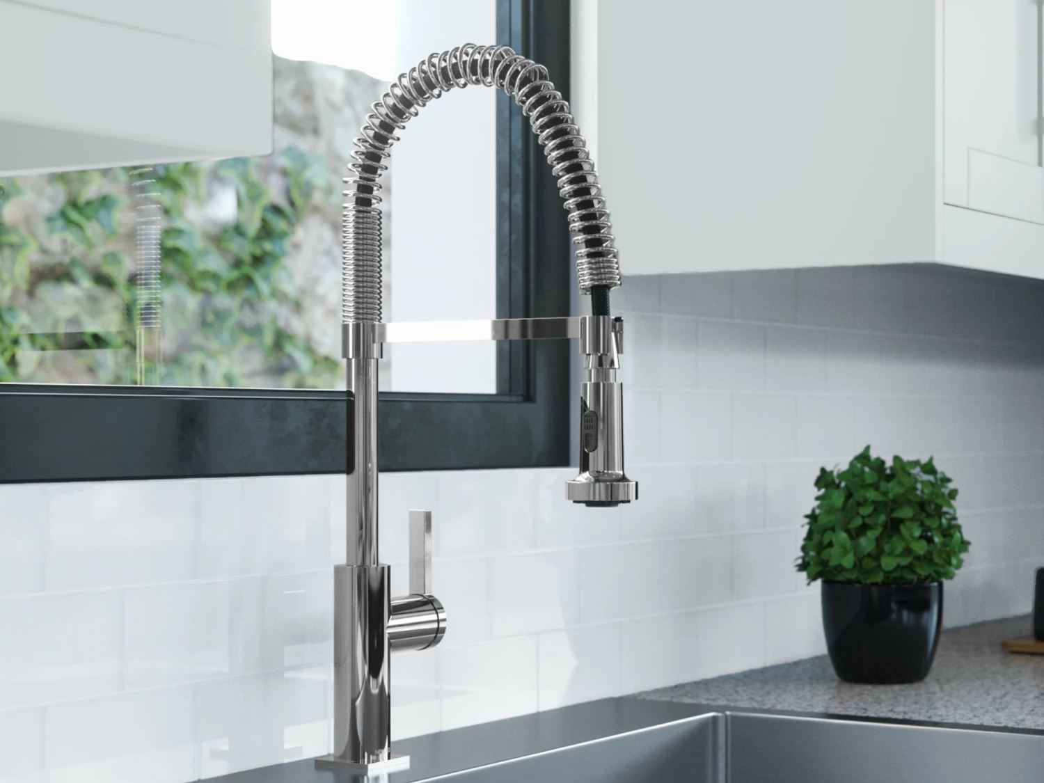 NewAge Products 32 In. Undermount Single Bowl Stainless Steel Sink With Coiled Pull Down Faucet 4 NewAge Products 32 In. Undermount Single Bowl Stainless Steel Sink With Coiled Pull Down Faucet